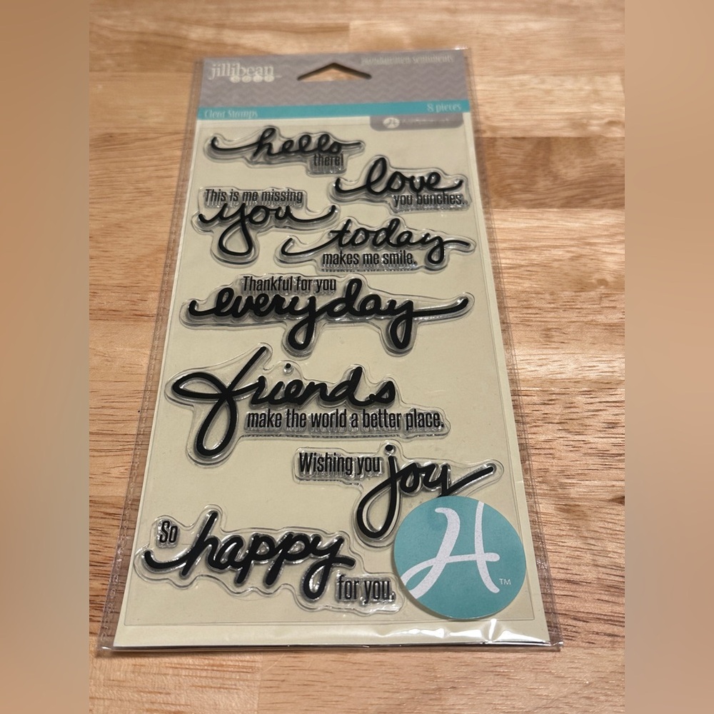 Jillibean Soup Clear Stamps 8 pieces Handwritten Sentiments Hampton Art